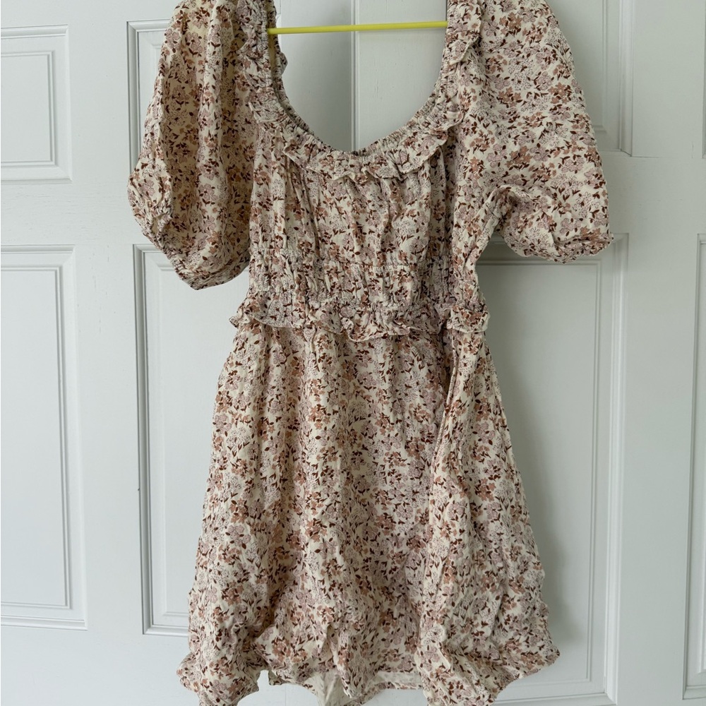 Rylee + Cru Cream Floral Mini Dress